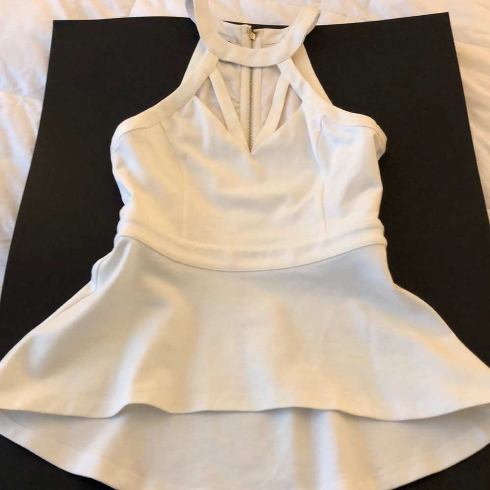 NWOT Bebe High Low Peplum Top